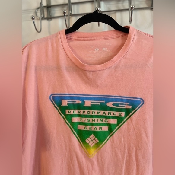 columbia pfg t shirt Women’s Xl Bubblegum Pink Large Logo - Picture 3 of 8